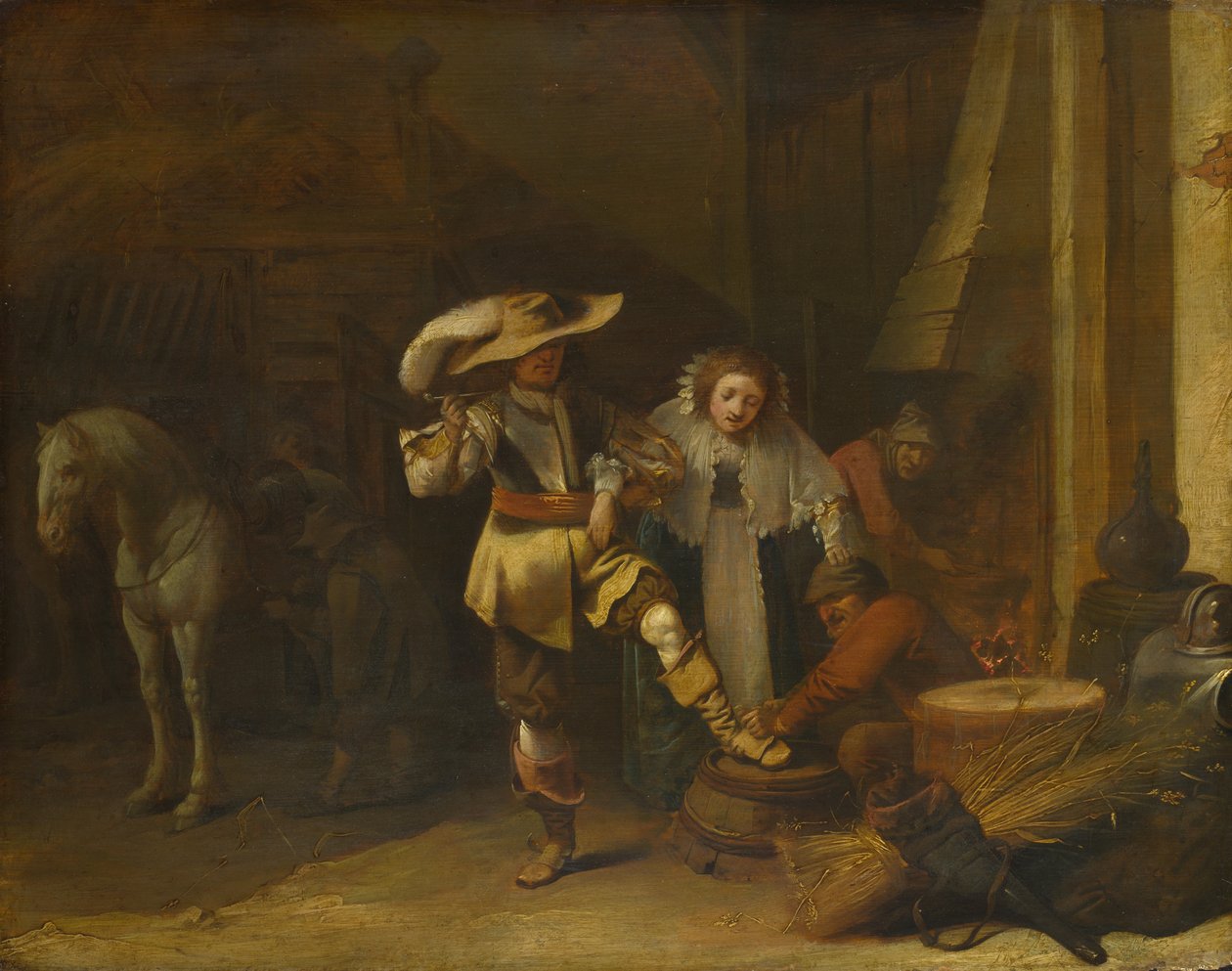 Férfi és nő istállóban alkotó: Pieter Jansz. Quast