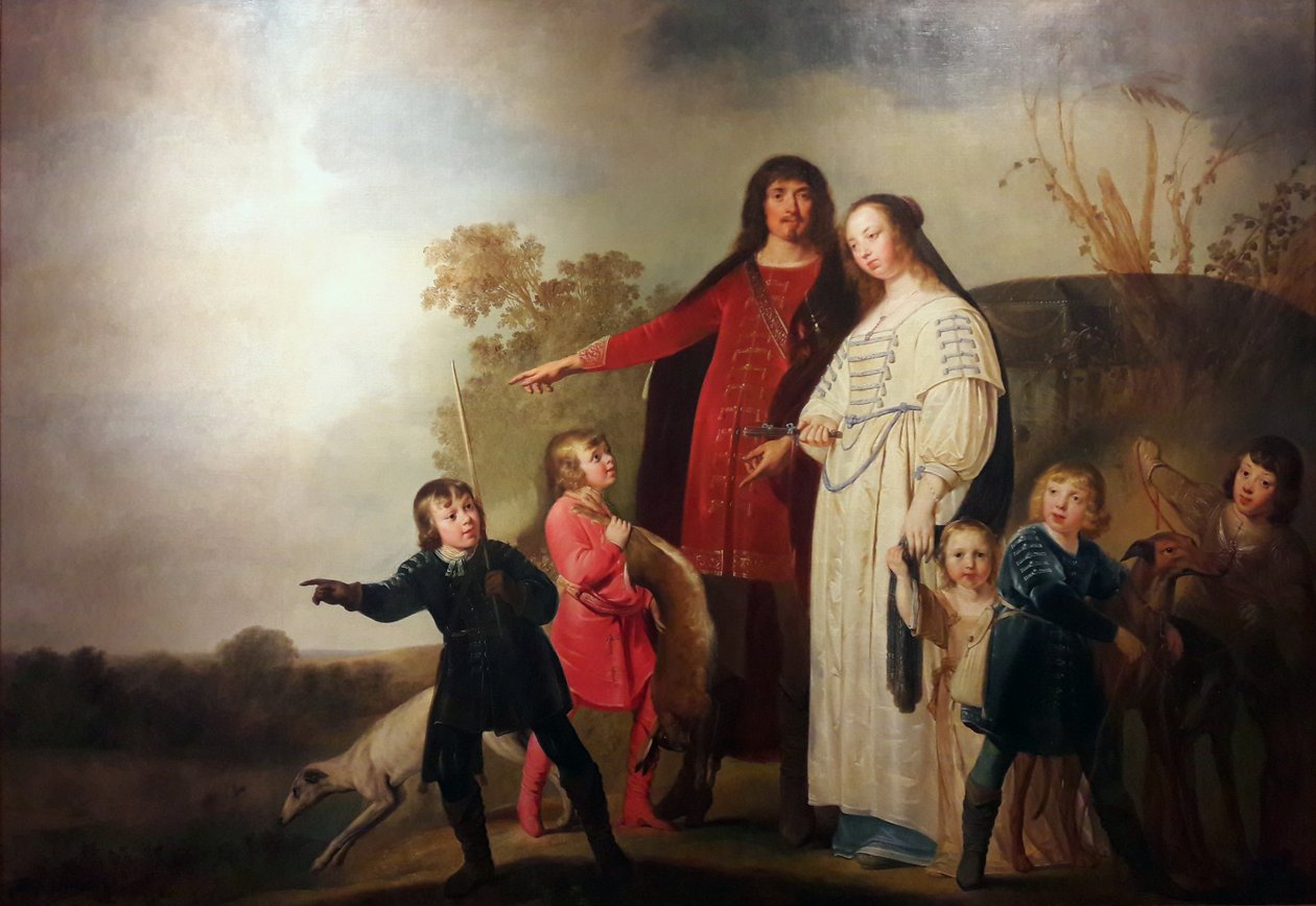 Családi portré egy tájban alkotó: Pieter Fransz de Grebber