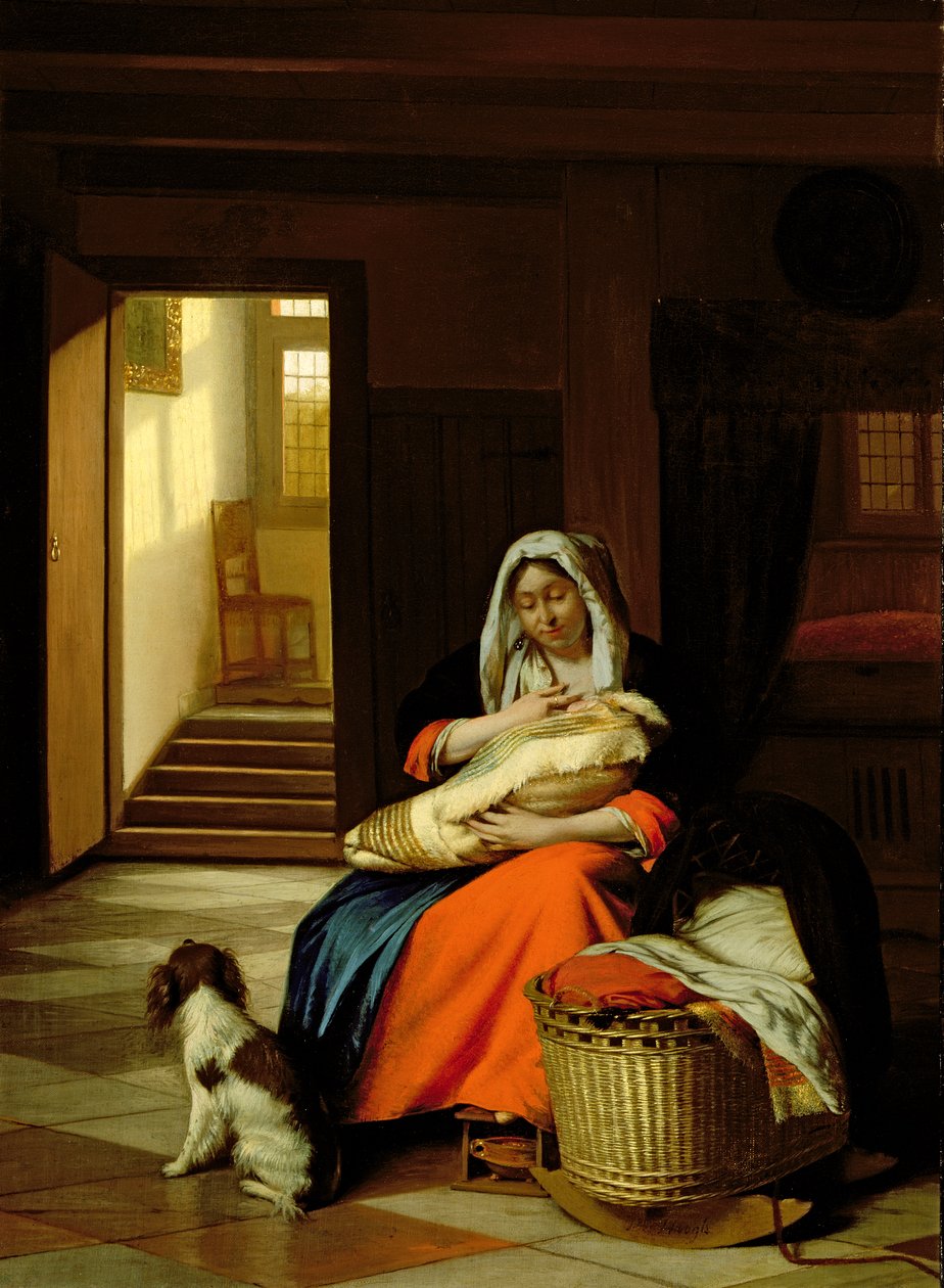 Anya ápolja gyermekét, 1674-76 alkotó: Pieter de Hooch
