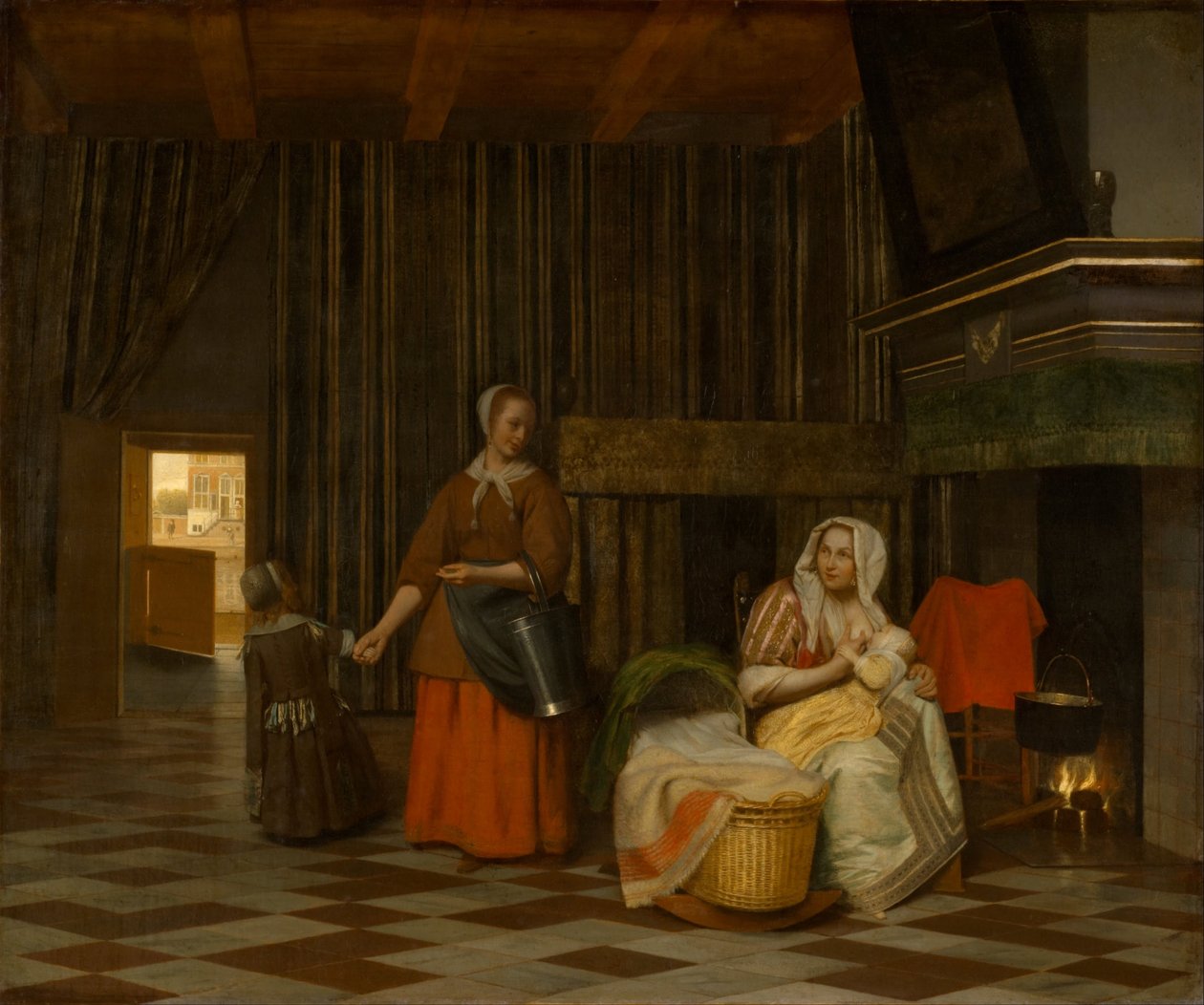 Nő és gyermek szolgáló szolgálóval alkotó: Pieter de Hooch