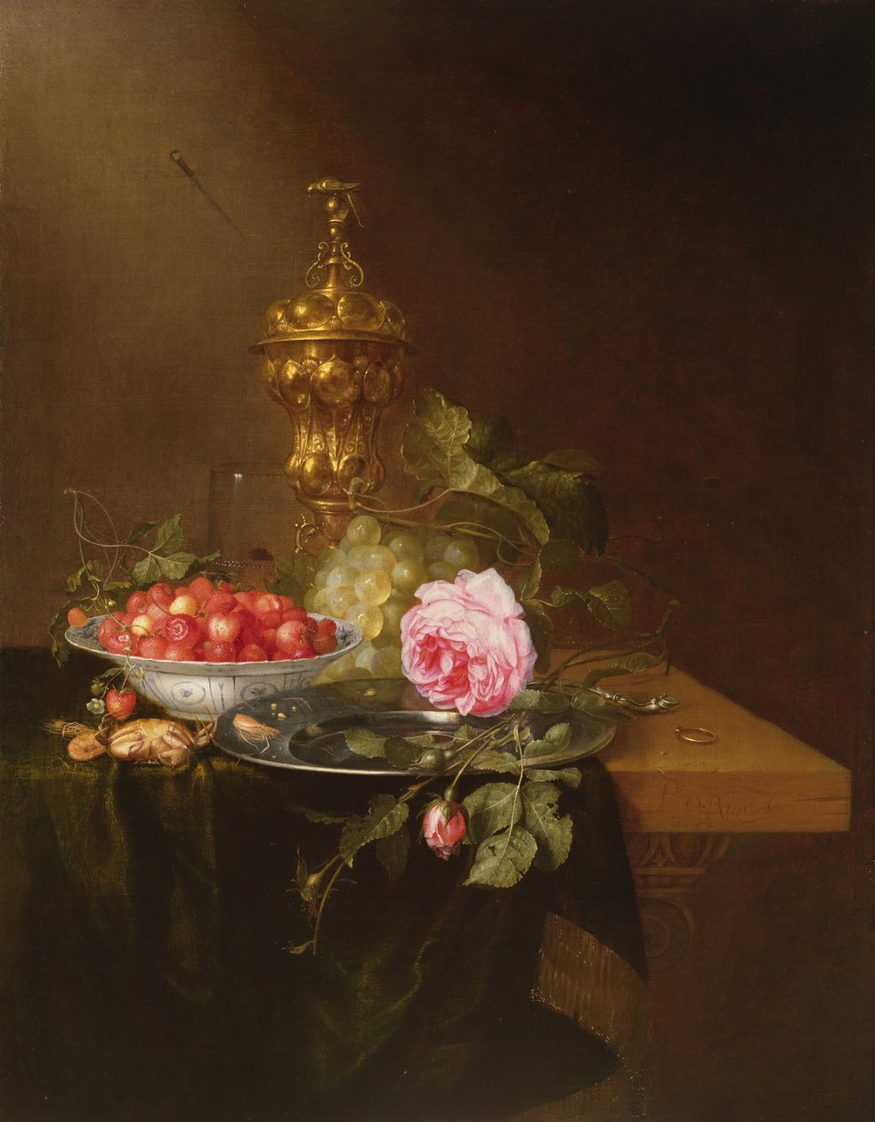 Csendélet egy tál eperrel és rózsával, 1652 alkotó: Pieter de Ring