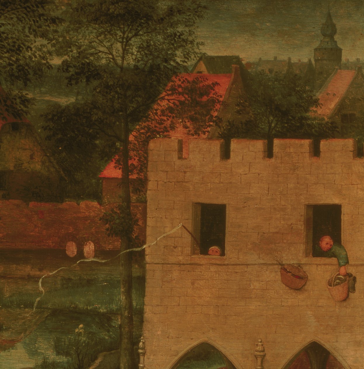 Gyermekjátékok, a felső rész részlete, 1560 alkotó: Pieter Bruegel the Elder