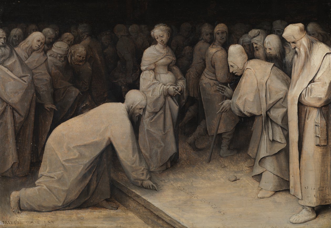 Krisztus és a házasságtörésben elfogott nő, 1565 alkotó: Pieter Bruegel the Elder