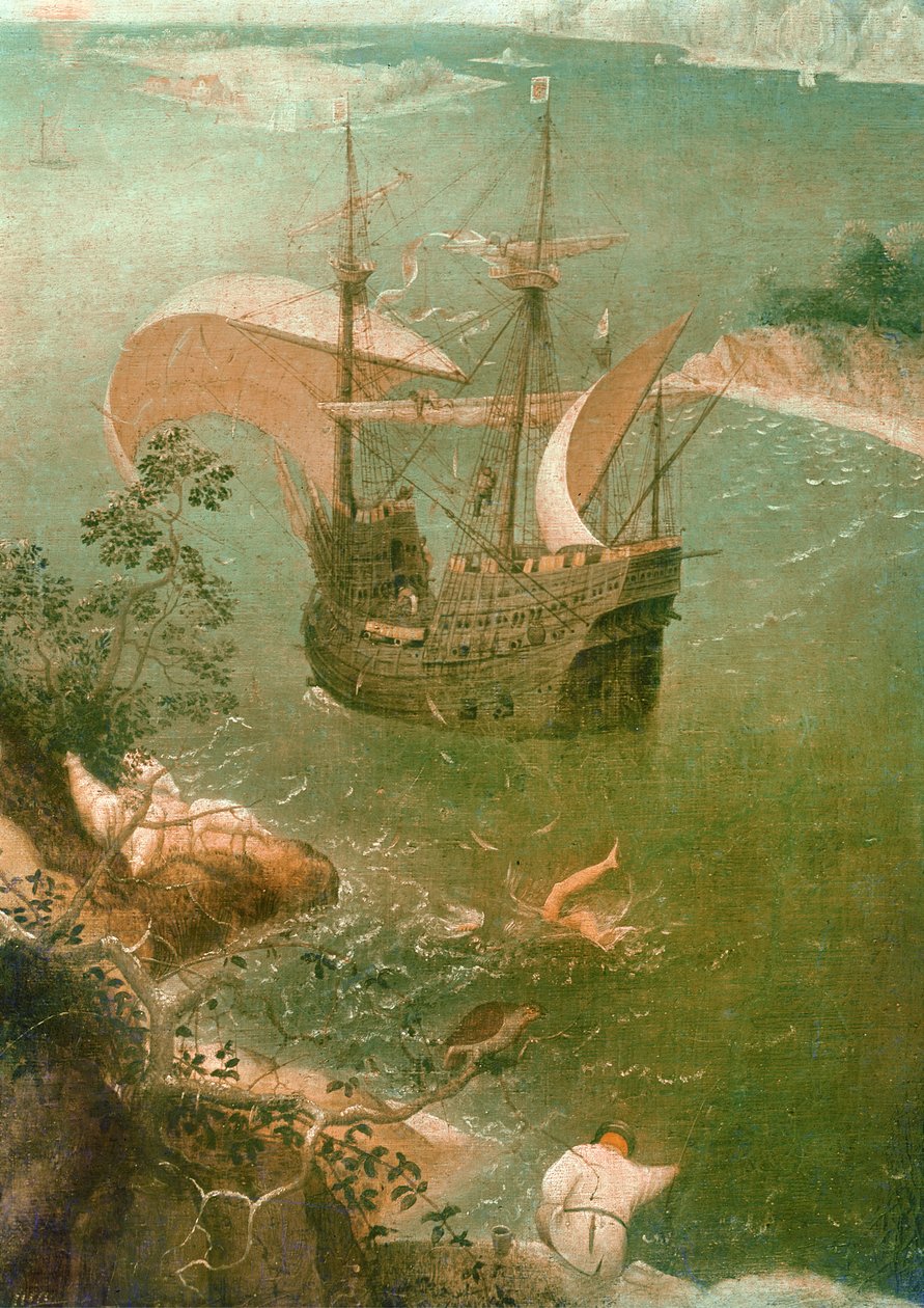 Táj Ikarusz bukásával, 1555 körül olaj, vászon, 3675 részlet alkotó: Pieter Bruegel the Elder