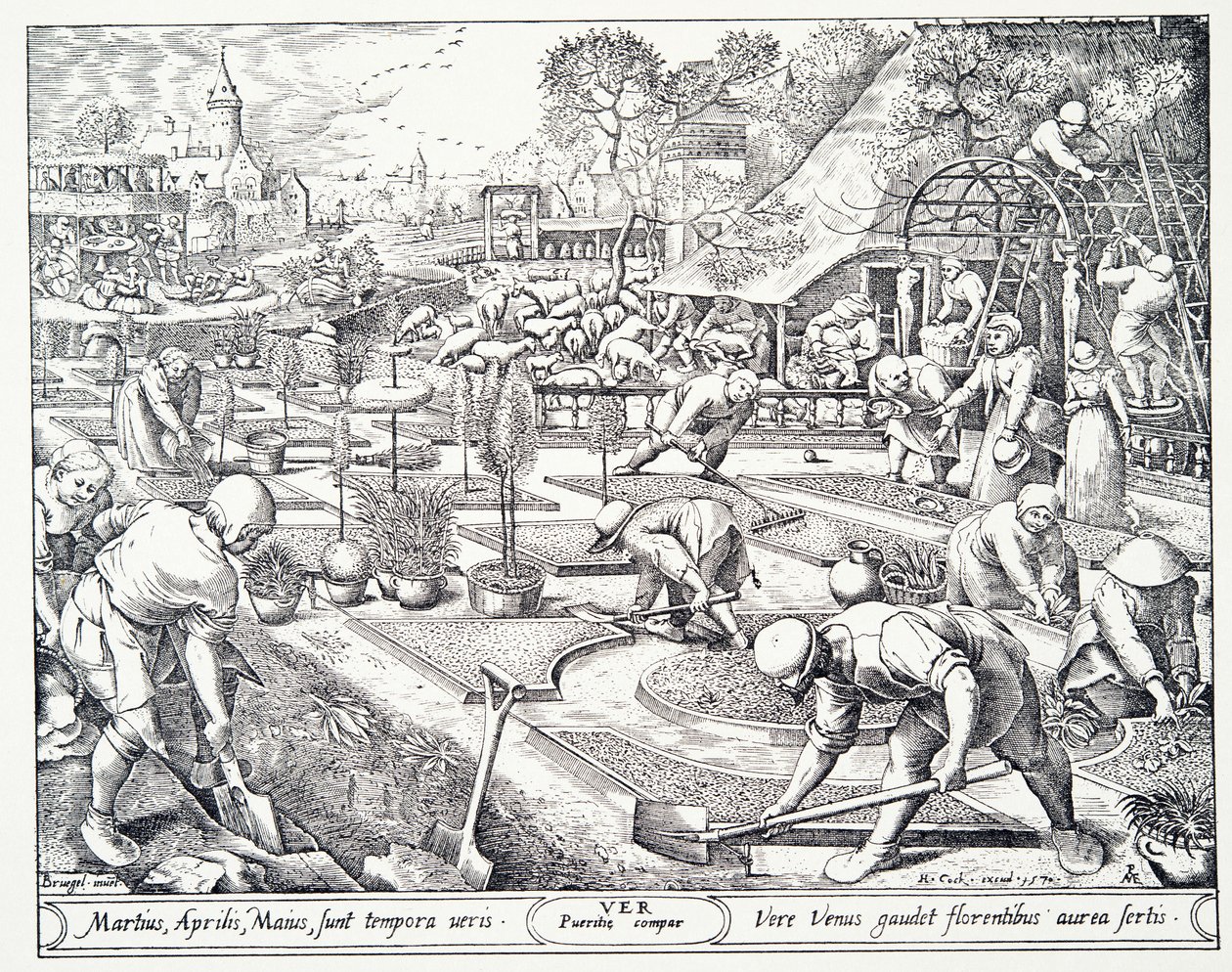 Tavasz, Visscher metszete, 1570 alkotó: Pieter Bruegel the Elder