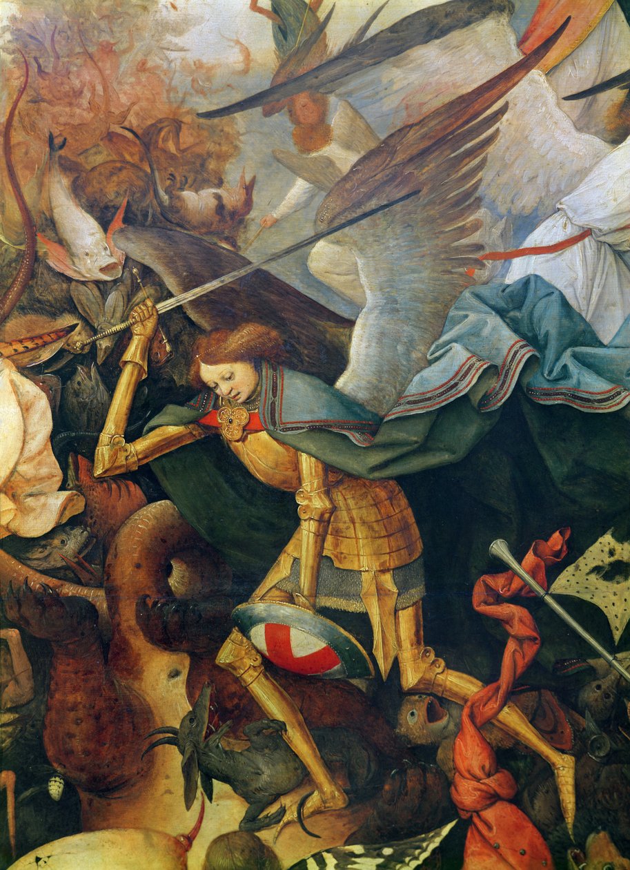A lázadó angyalok bukása a középső angyal részlete, 1562 olaj, tölgyfa panelen alkotó: Pieter Bruegel the Elder