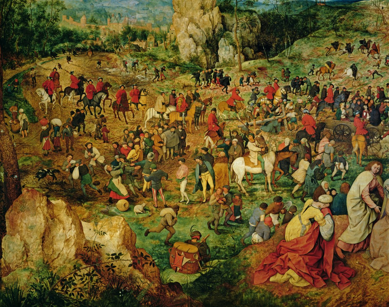 Az út a Golgotára, 1564 olaj, tábla, 186439 és 186440 részlete alkotó: Pieter Bruegel the Elder