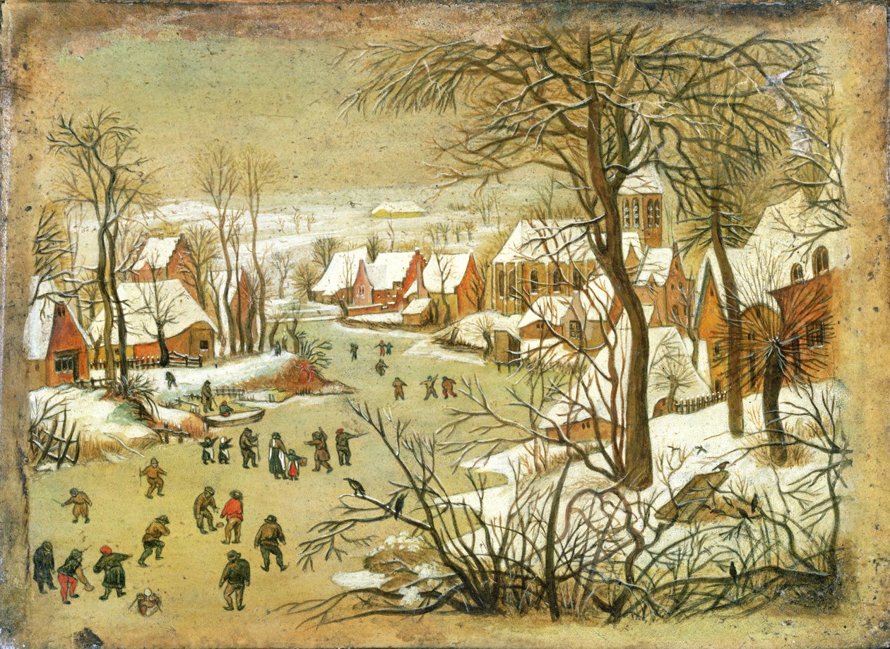 Téli táj figurákkal a befagyott folyón alkotó: Pieter Bruegel the Elder