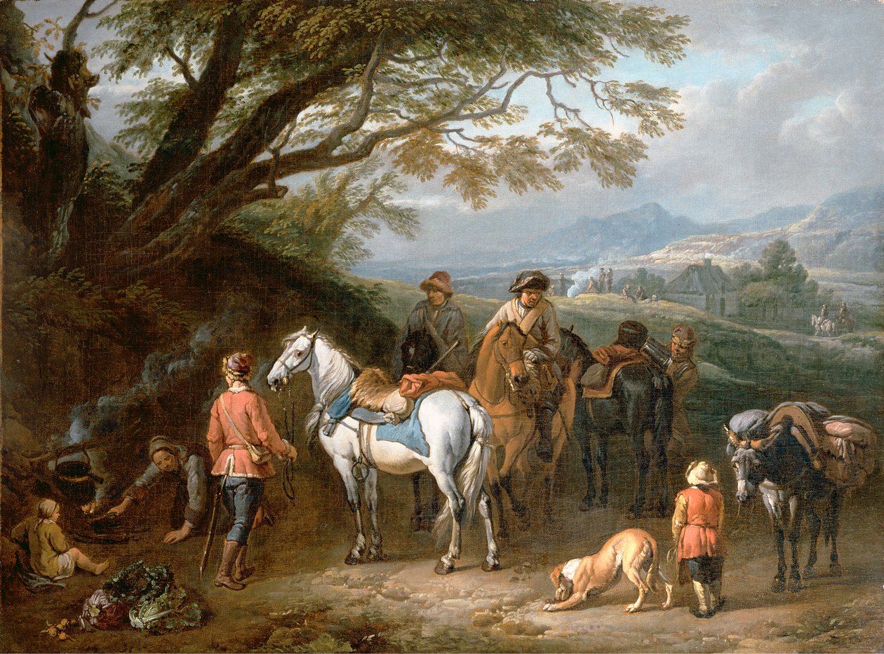 Utazók pihenése alkotó: Pieter van Bloemen
