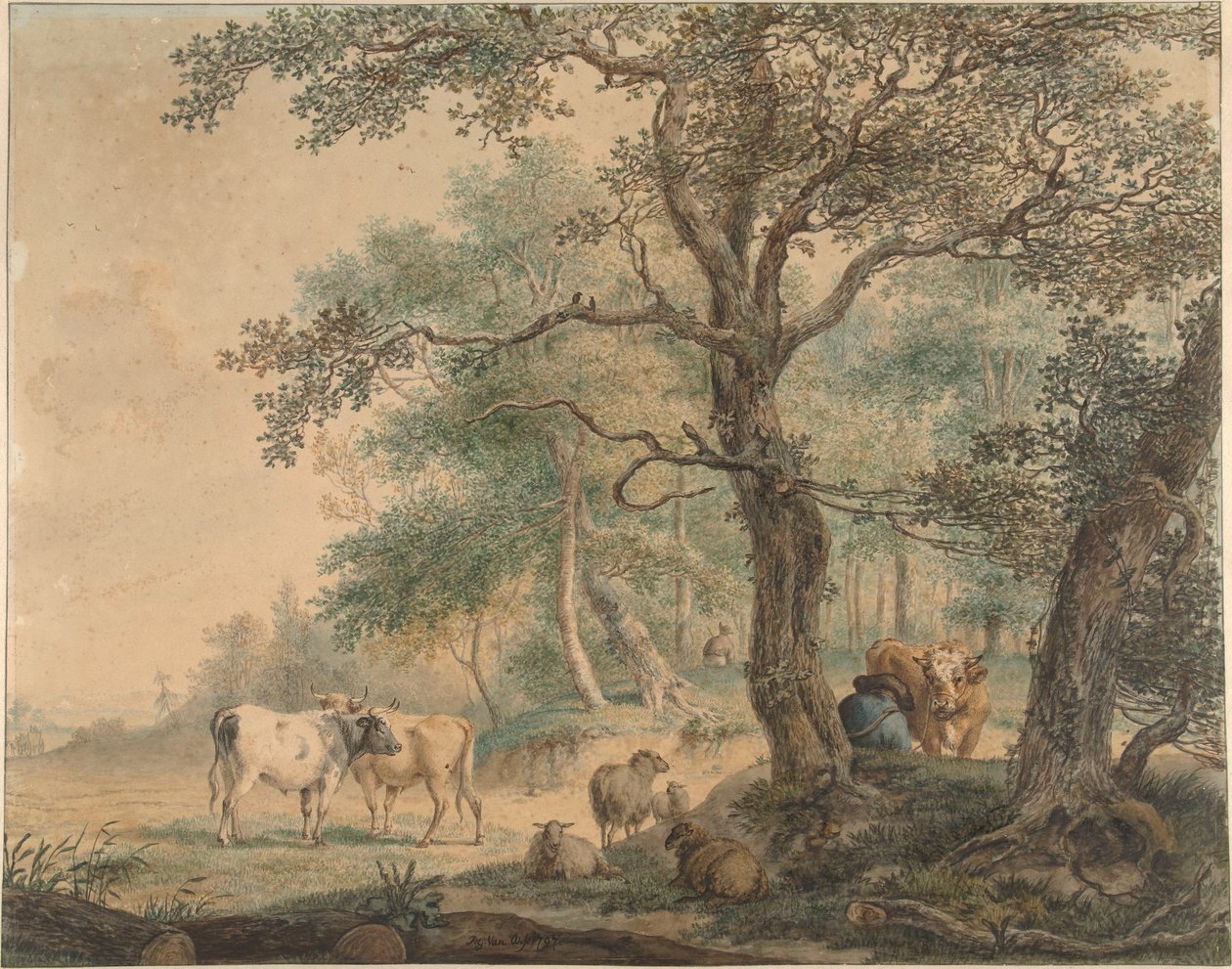 Táj két pásztorral és szarvasmarháikkal alkotó: Pieter van Os