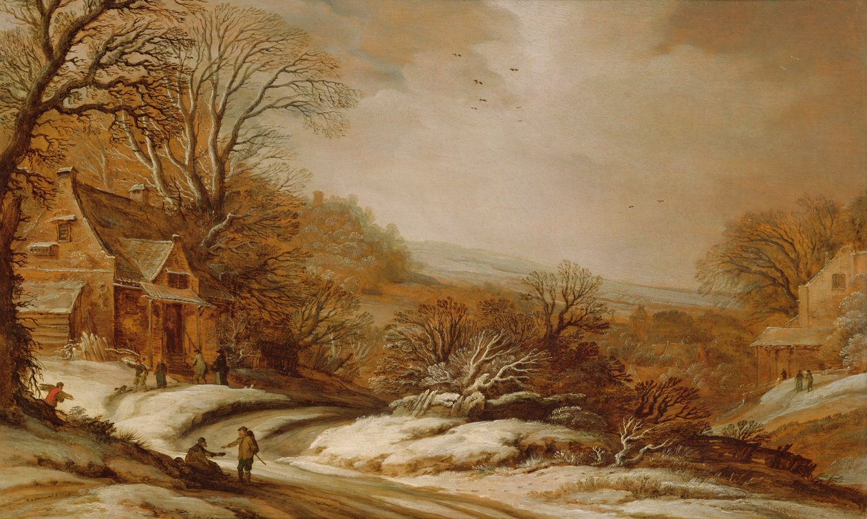 Téli táj házikókkal, 1625 alkotó: Pieter Dircksz Santvoort