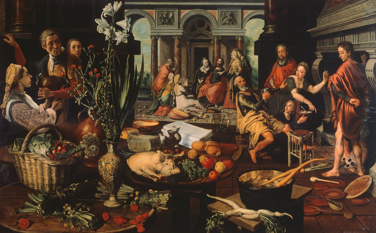 Krisztus Márta és Mária házában, Pieter Aertsen (1507 vagy 1508-1575) alkotó: Pieter Aertsen