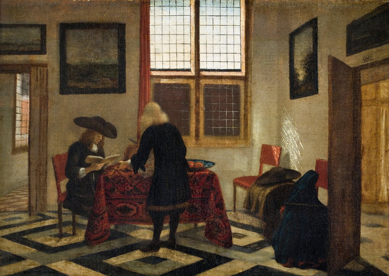 Belső jelenet - Pieter Janssens Elinga (1623-1682) festménye - Olaj, vászon - 41,5x58 - Hallwyl Múzeum, Stockholm alkotó: Pieter Janssens