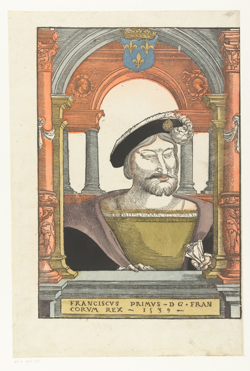 I. Ferenc francia király (1494-1547), Bretagne hercegének és Provence grófjának portréja alkotó: Pieter (circle of) Coecke van Aelst