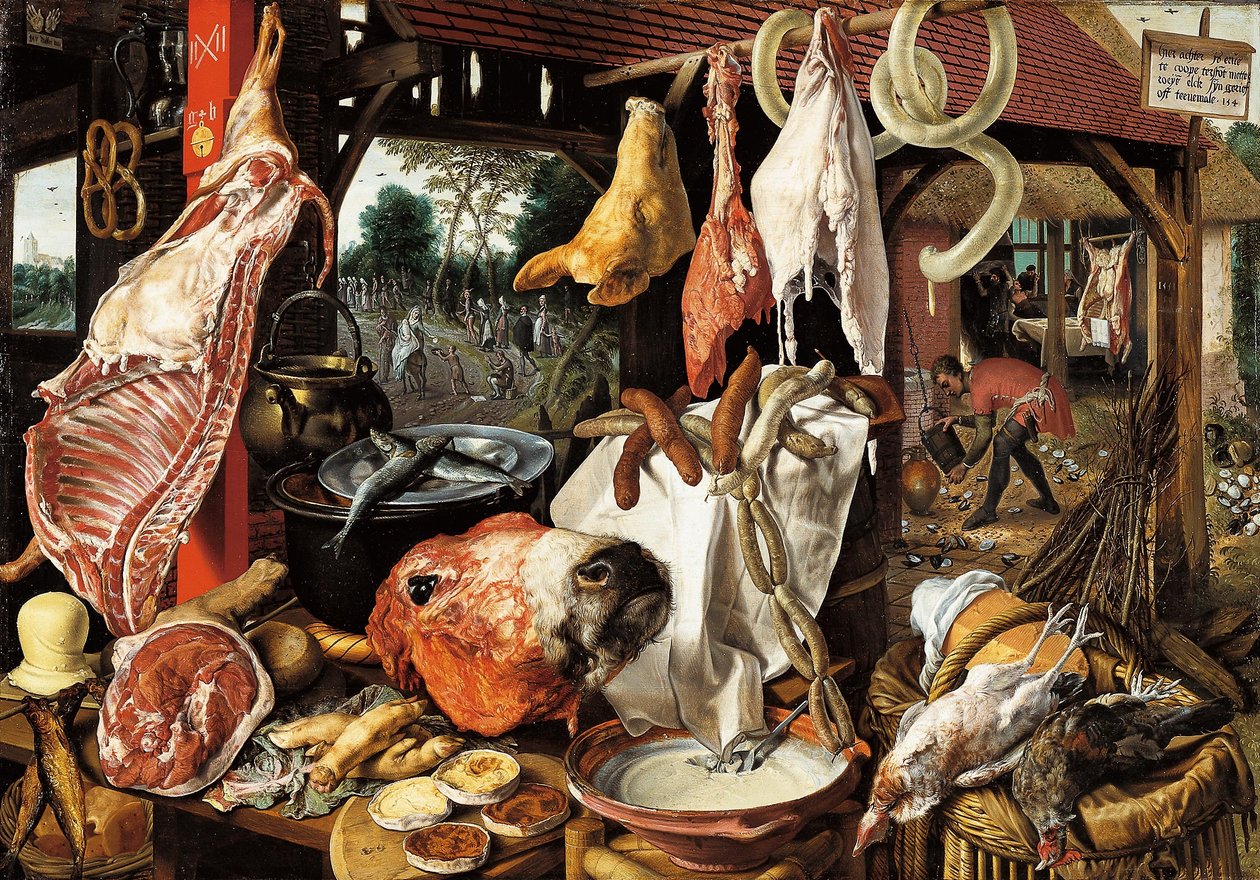 Mészáros bódéja az egyiptomi meneküléssel alkotó: Pieter Aertsen