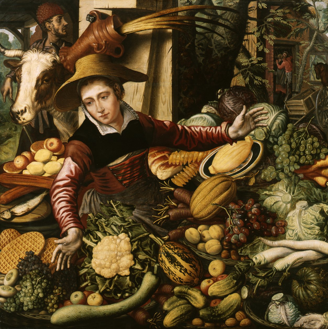 Piaci eladónő a zöldségstandnál alkotó: Pieter Aertsen