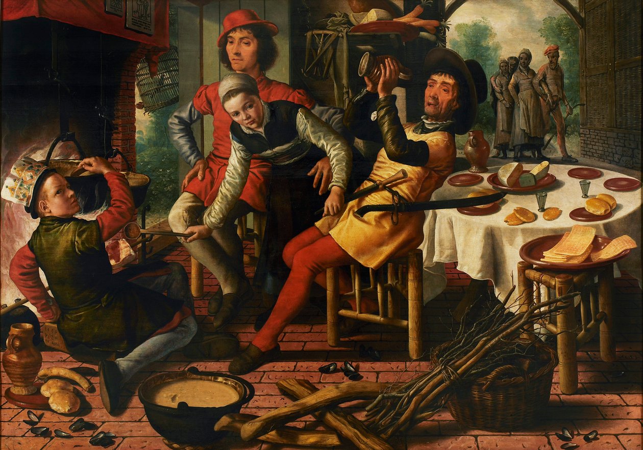 Parasztok a kandalló mellett, 1556. alkotó: Pieter Aertsen