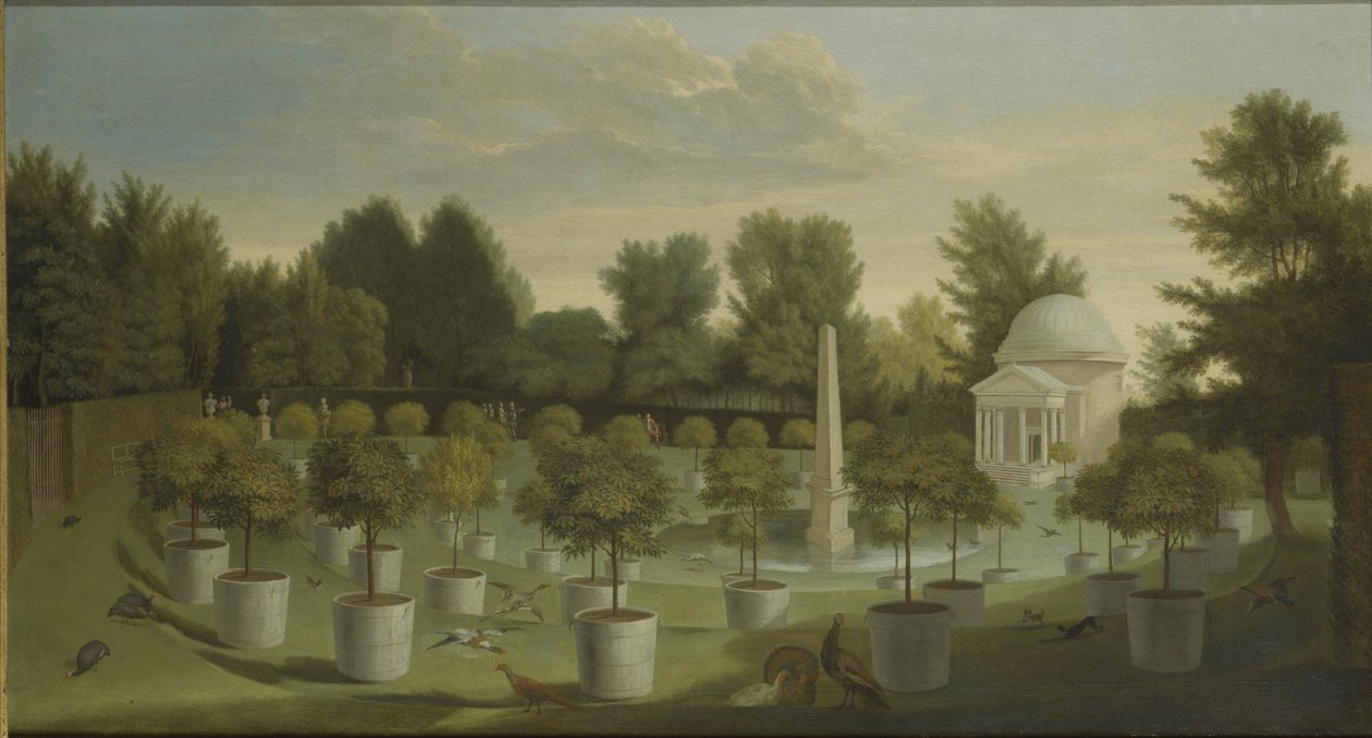 Kilátás az Orange Tree Gardenre, Chiswick House (olaj, vászon) alkotó: Pieter Andreas Rysbrack