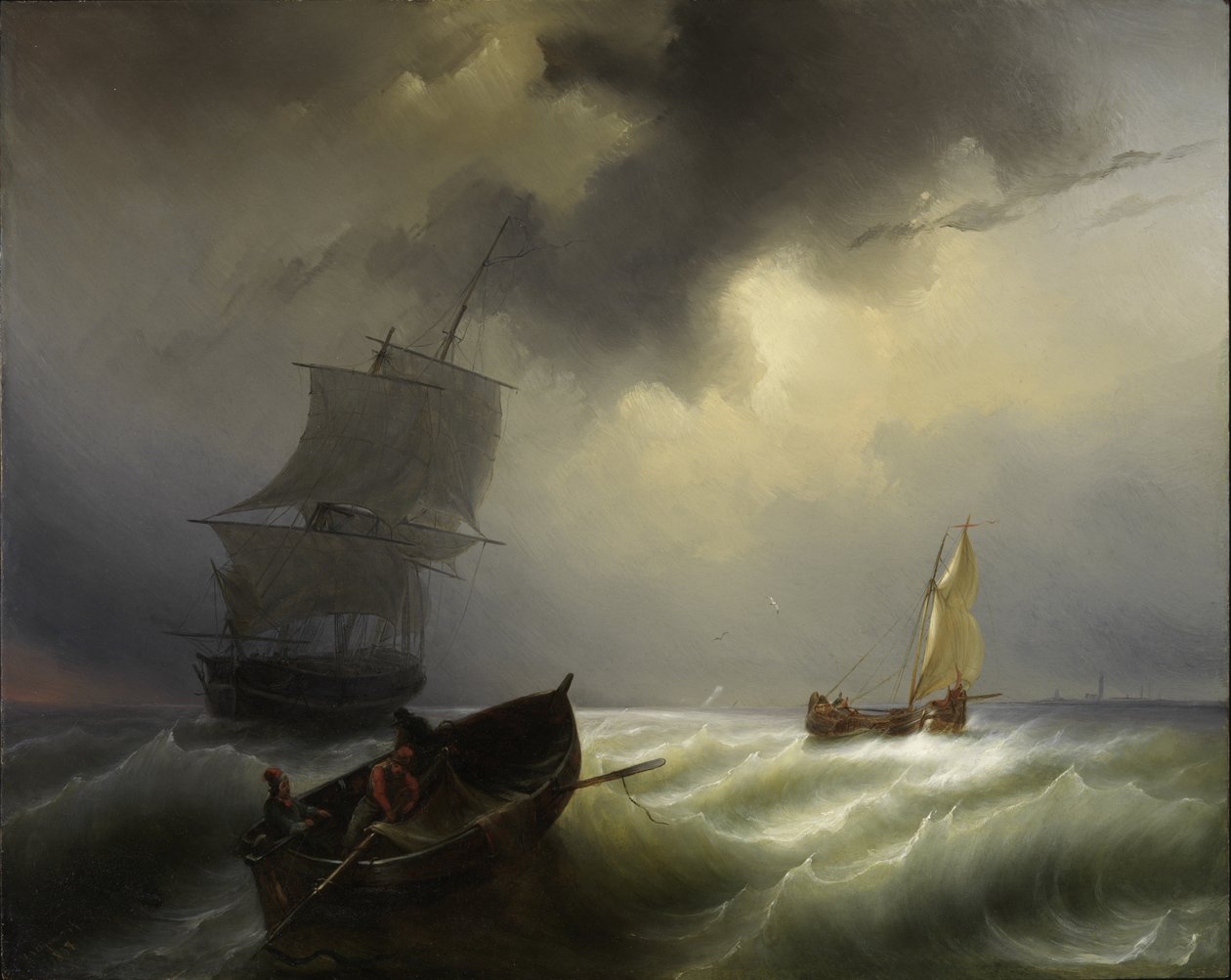 Hajók a tengeren merev szélben, 1838 alkotó: Pieter Arnout Djixhoorn