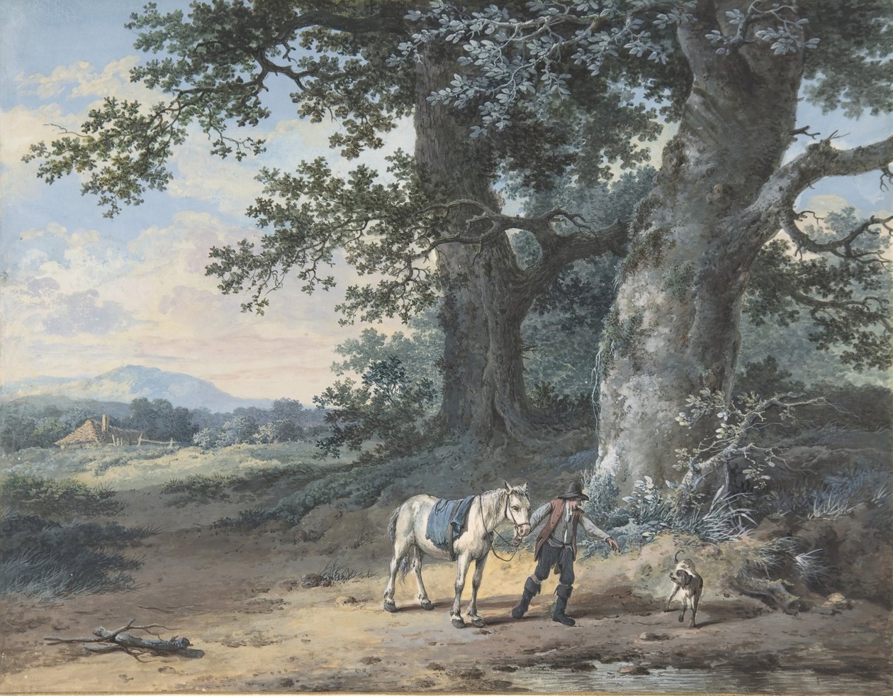 Egy paraszt, aki a lovát vezeti egy erdő szélén, 18. század vége – 19. század közepe. alkotó: Pieter Barbiers