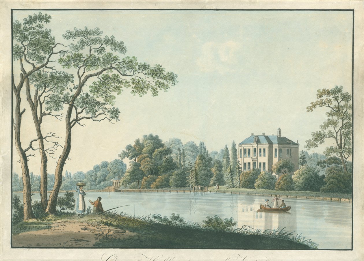 Kilátás az Over Holland házra teakupolával a Vecht-en Nieuwersluisban Hollandia felett aan de Vecht (cím az objektumon) alkotó: Pieter Bartholomeusz. Barbiers