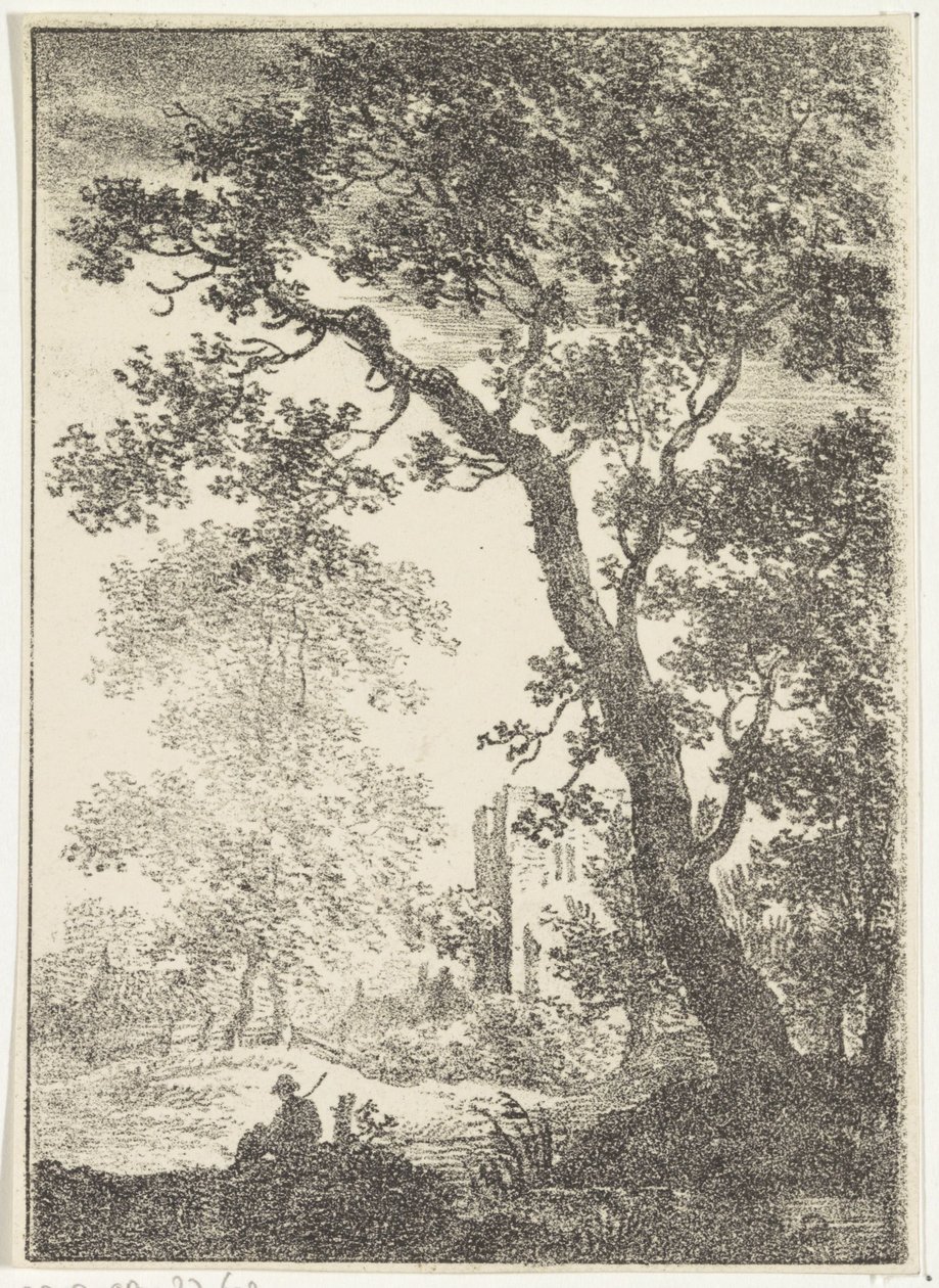 Táj romokkal és ülő alakkal alkotó: Pieter Bartholomeusz. Barbiers