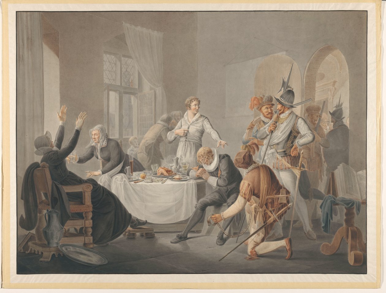 P.D. Hasselaer akkor jelentkezik, amikor a spanyolok testvére, Claes Dirkz. el akarta fogni a helyén. alkotó: Pieter Bartholomeusz. Barbiers