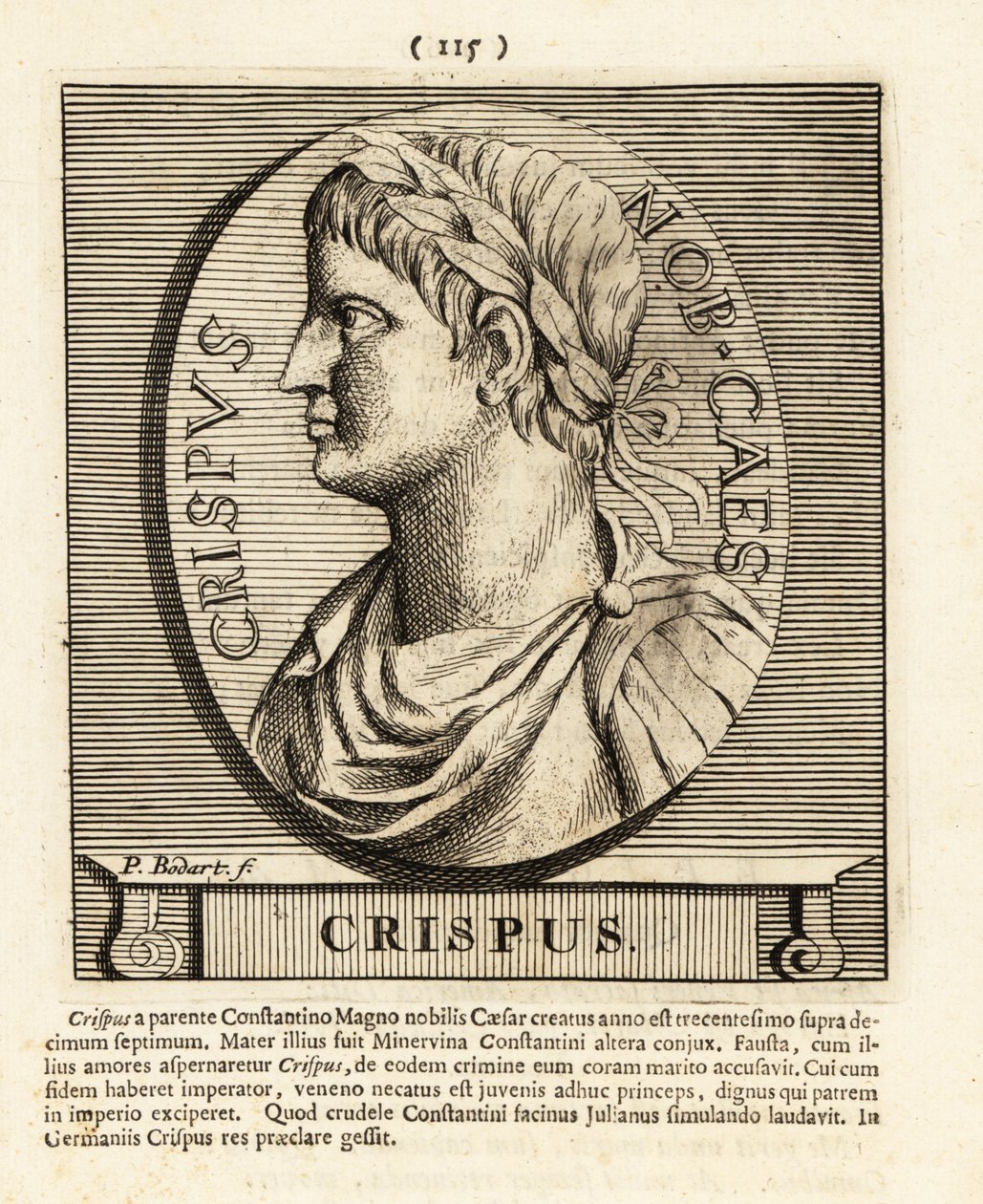 Flavius Julius Crispus, Görög Konstantin római császár fia, 1724 (metszet) alkotó: Pieter Bodart