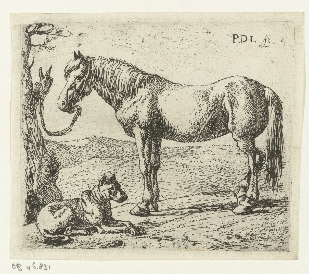 Ló és kutya a réten Lovak (sorozat címe) alkotó: Pieter Bodding van Laer