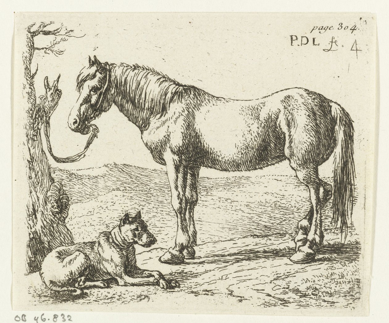 Ló és kutya a réten Lovak (sorozat címe) alkotó: Pieter Bodding van Laer