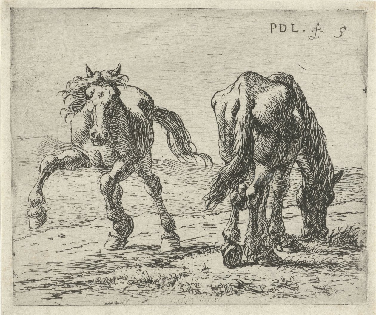Két ló a réten Lovak (sorozat címe) alkotó: Pieter Bodding van Laer