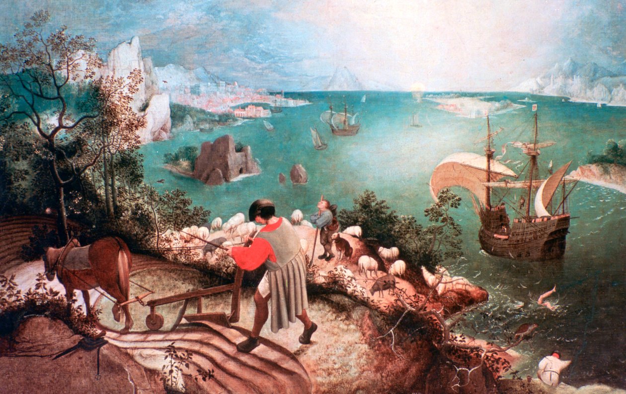 Táj Ikarusz bukásával, c1555 alkotó: Pieter Bruegel the Elder