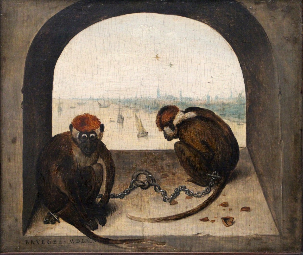 Német: Zwei angekettete Affen Két láncra vert majom alkotó: Pieter Brueghel the Elder