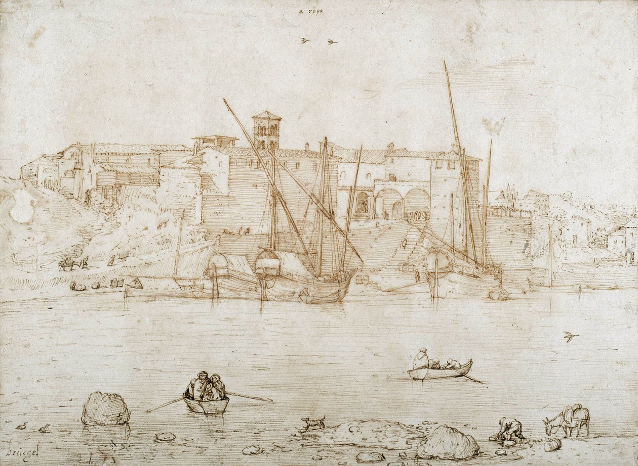 A római Ripa Grande kilátása alkotó: Pieter Brueghel the Elder
