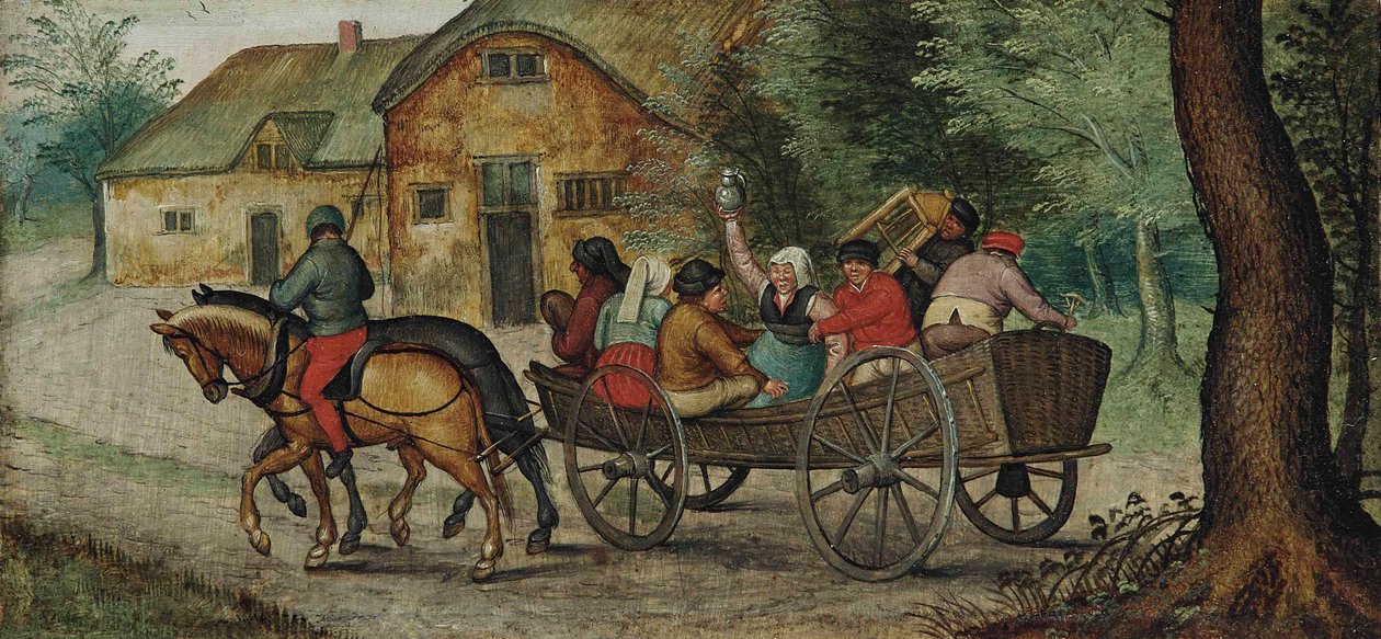 Holland: Parasztok egy szekéren Parasztok egy nyitott szekéren alkotó: Pieter Brueghel the Younger