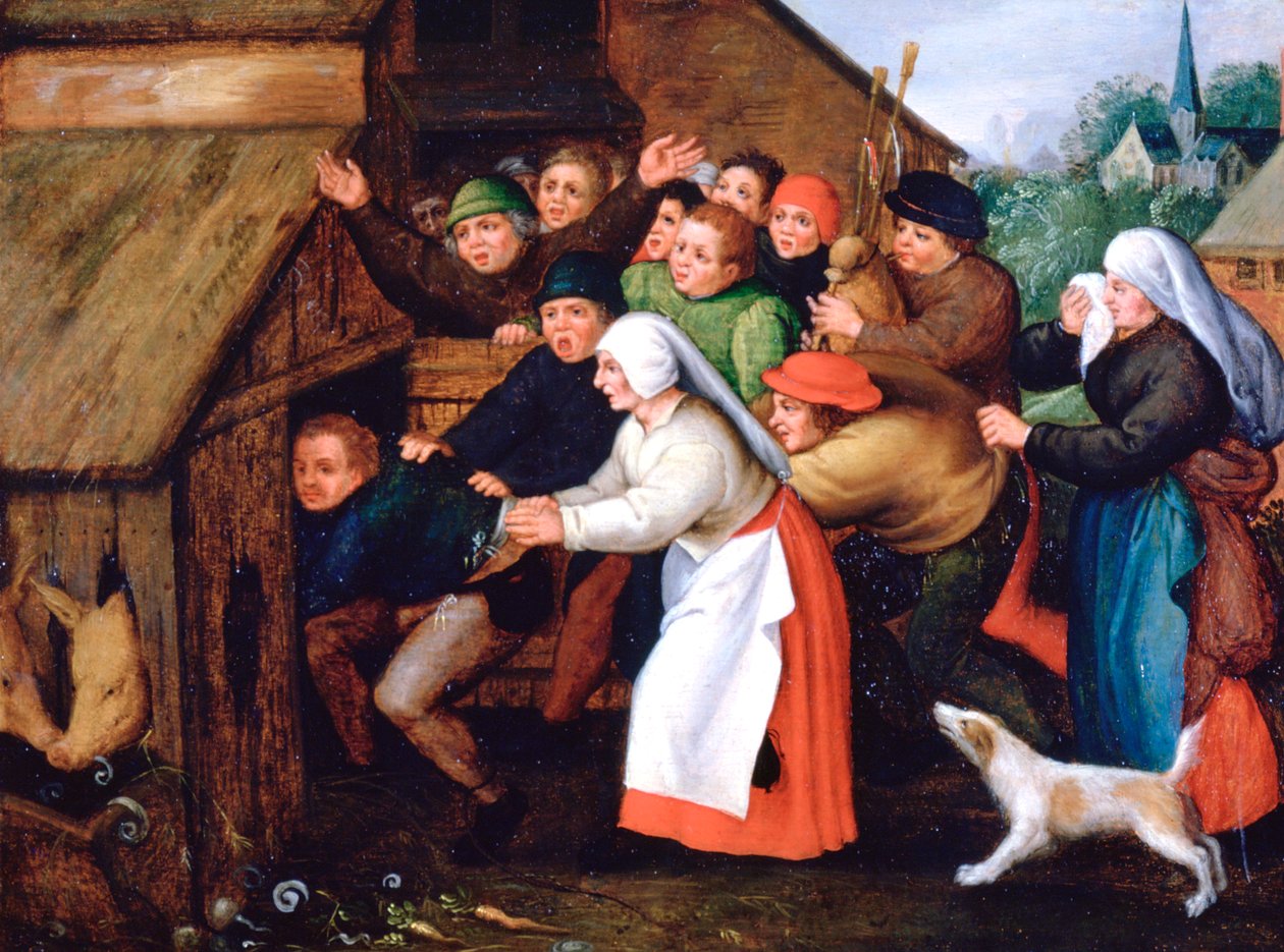 A disznóólba lökött részeg, 1564-1638 alkotó: Pieter Brueghel the Younger