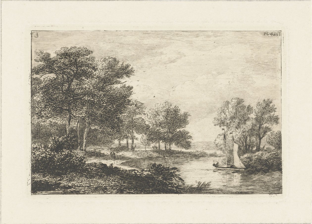 Folyói táj vitorlás Vízi tájak (sorozat címe) alkotó: Pieter Casper Christ