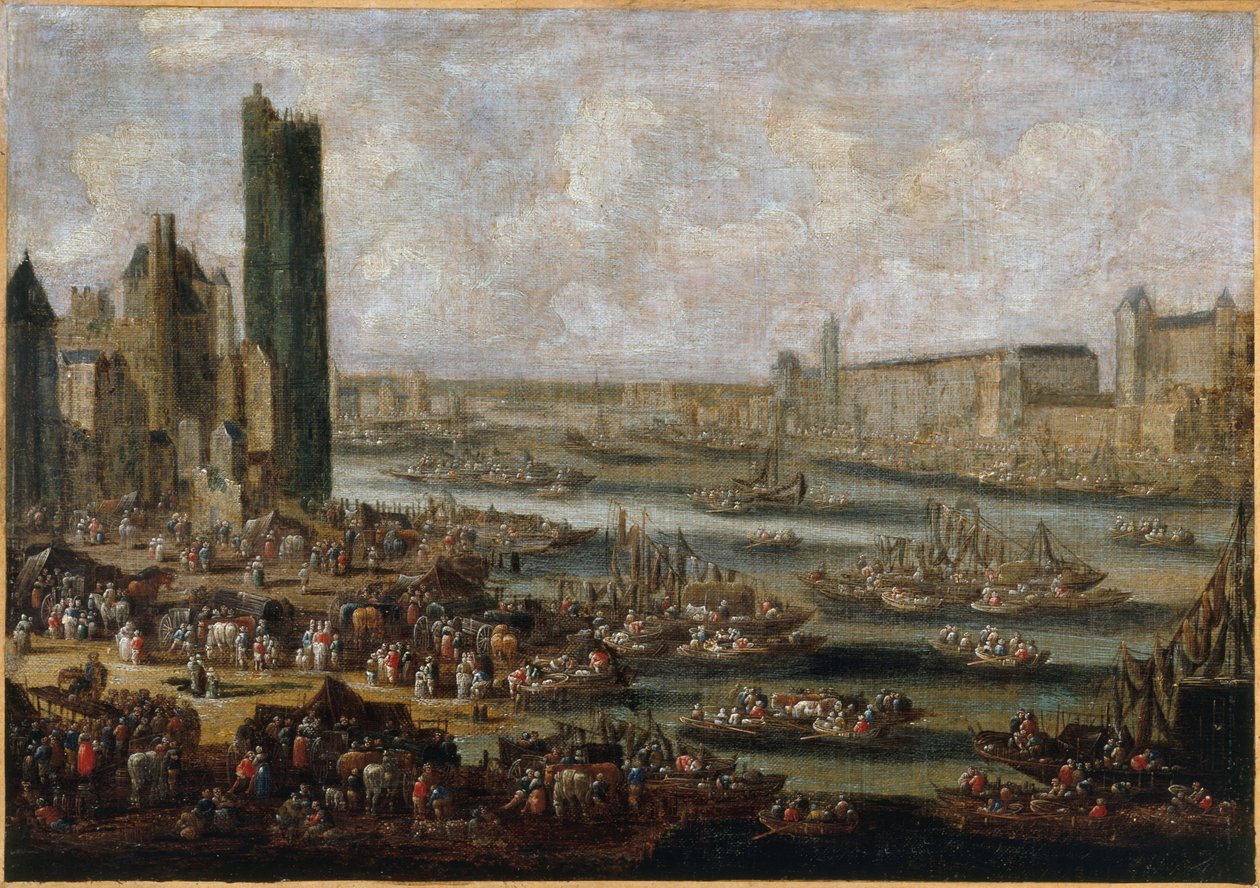 A Tour de Nesle és a Louvre, 1650 körül, 1650 körül (olaj, vászon) alkotó: Pieter Casteels