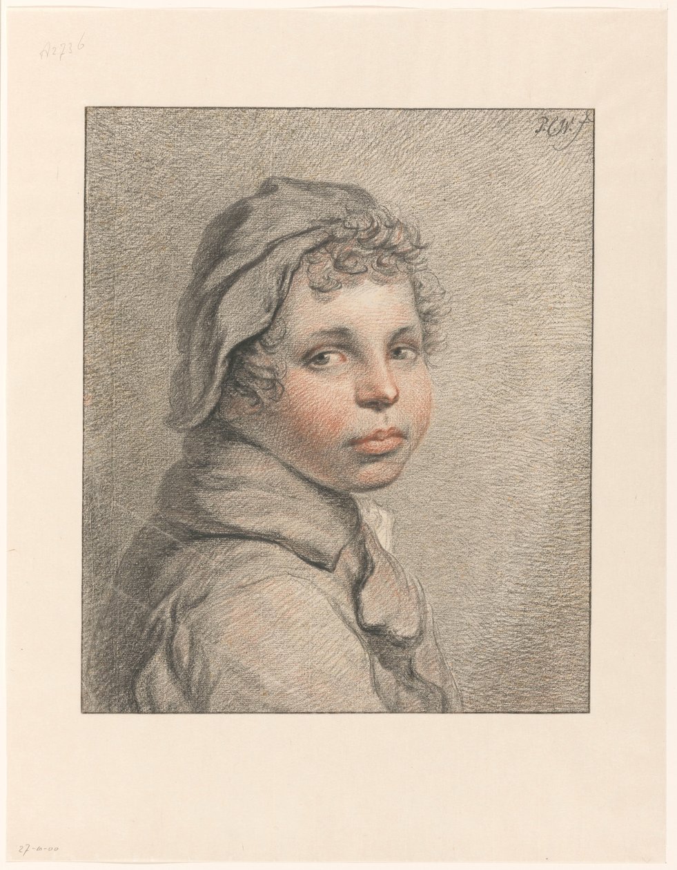 Egy fiú tanulmányi feje alkotó: Pieter Christoffel Wonder (signed by artist)