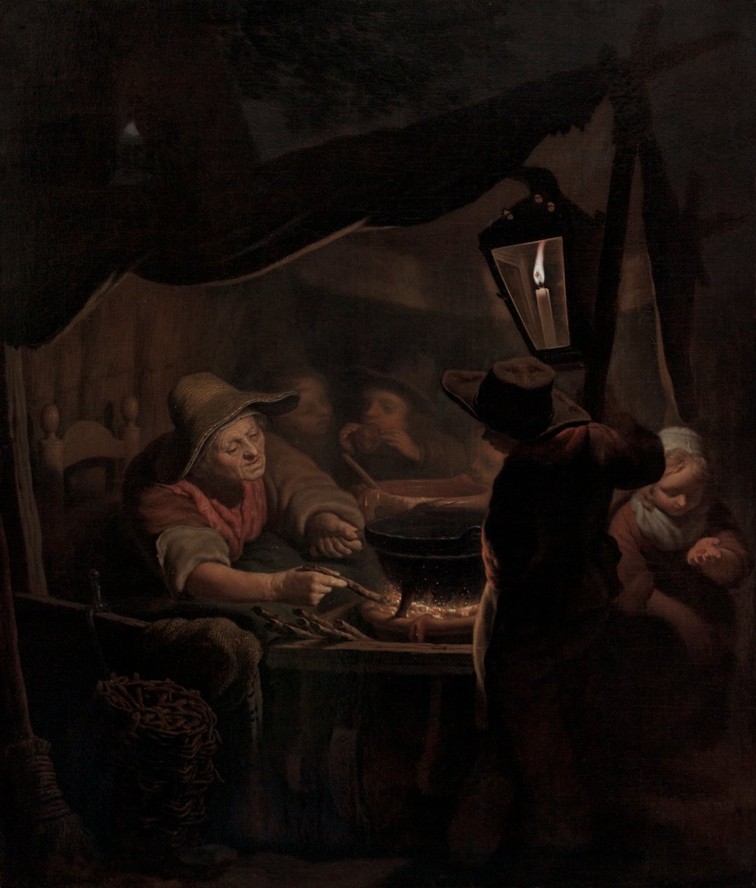 Fánkkészítő gyertyafényben, 1815 alkotó: Pieter Christoffel Wonder
