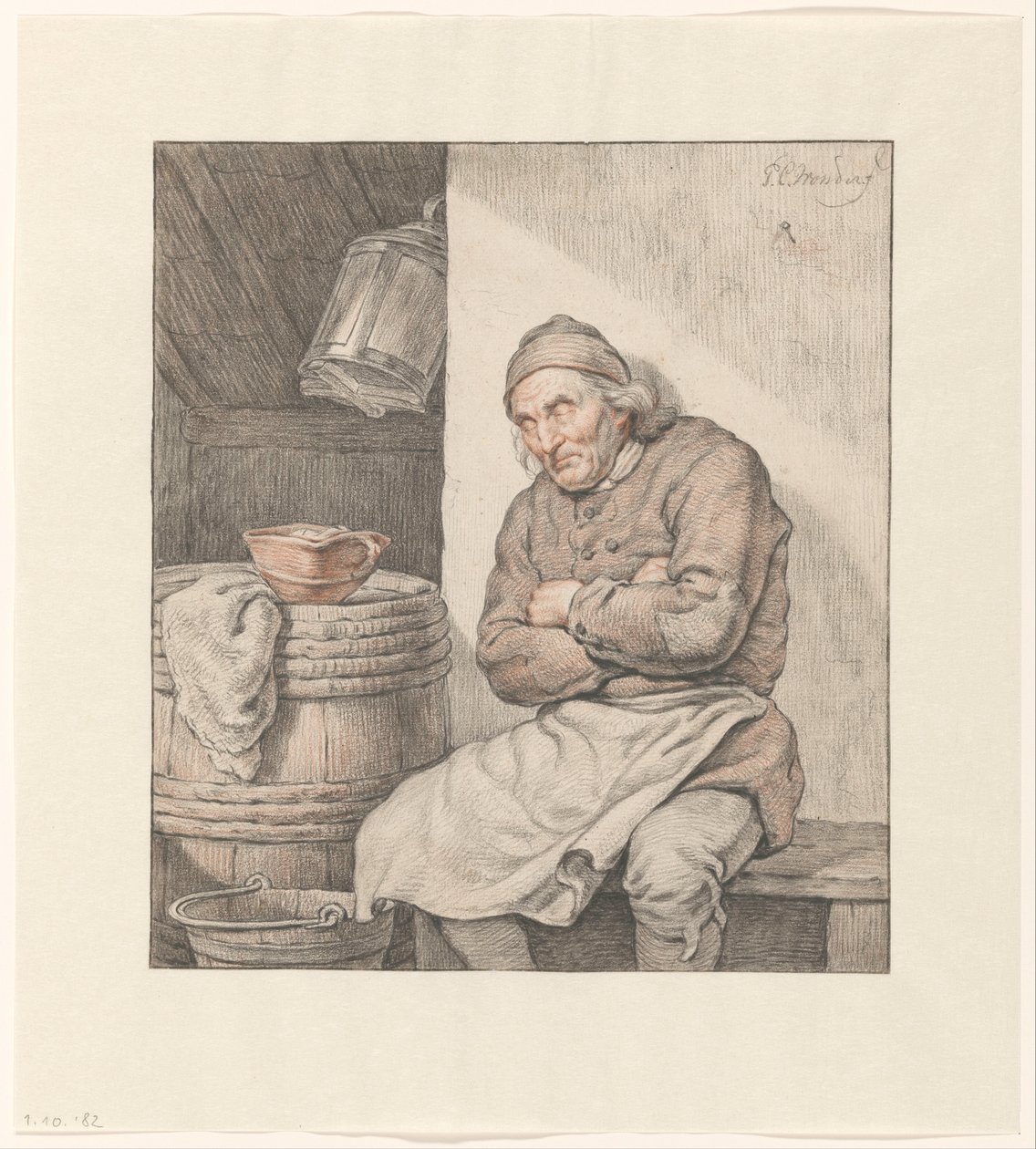 Ülő, alvó ember alkotó: Pieter Christoffel Wonder