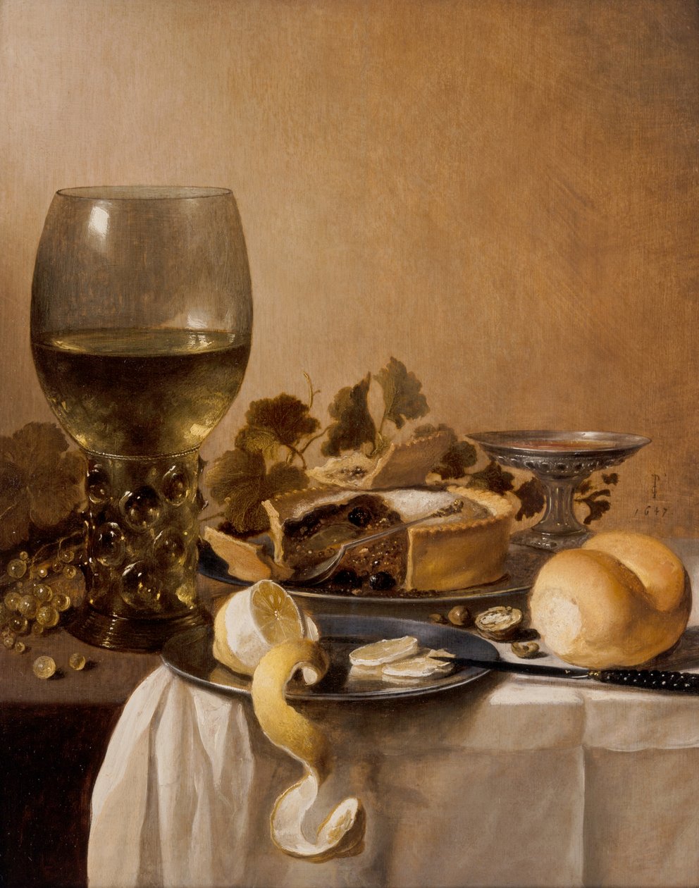 A Giant Roemer, A Silver Tazza, A Pie alkotó: Pieter Claesz
