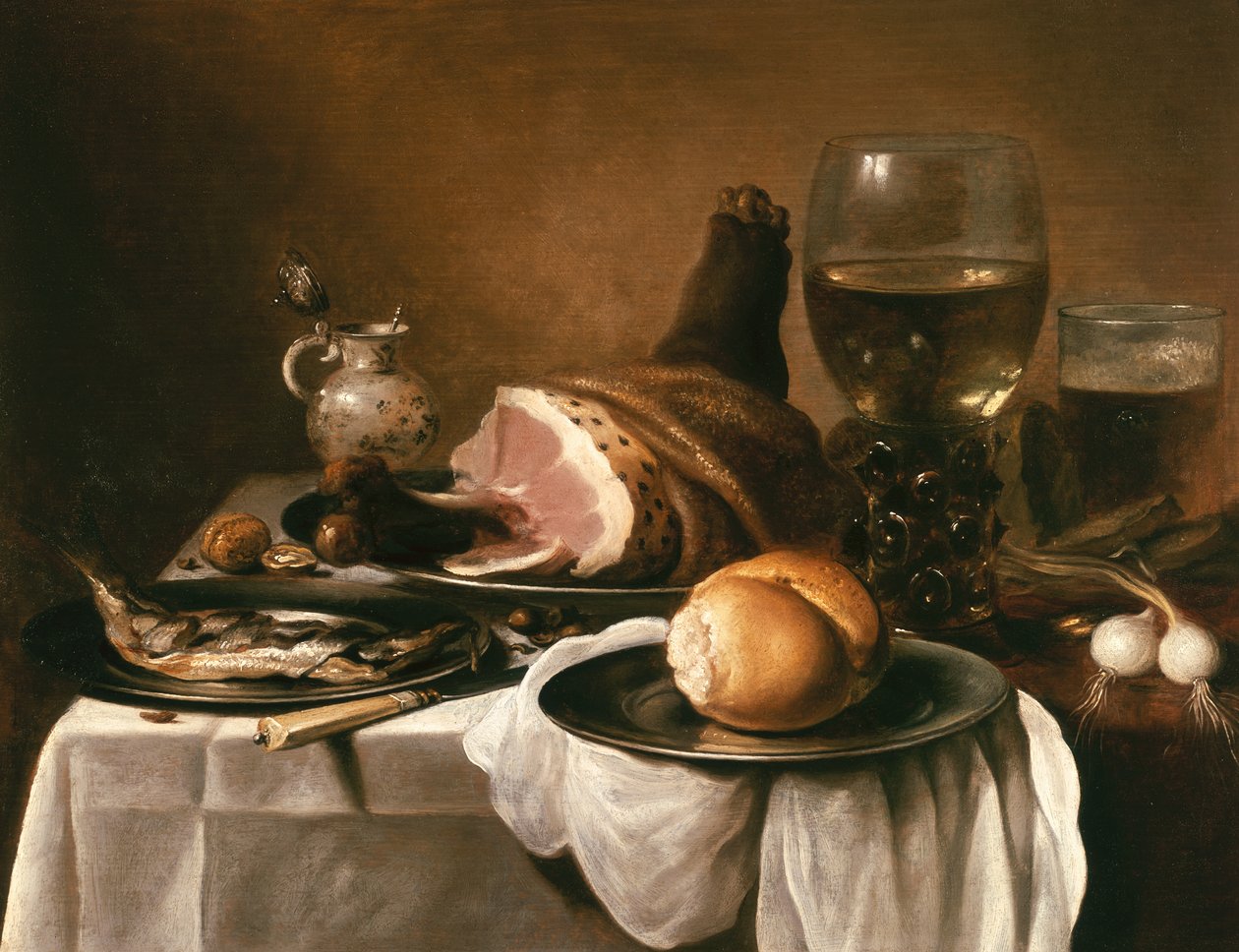 Csendélet sonkával alkotó: Pieter Claesz