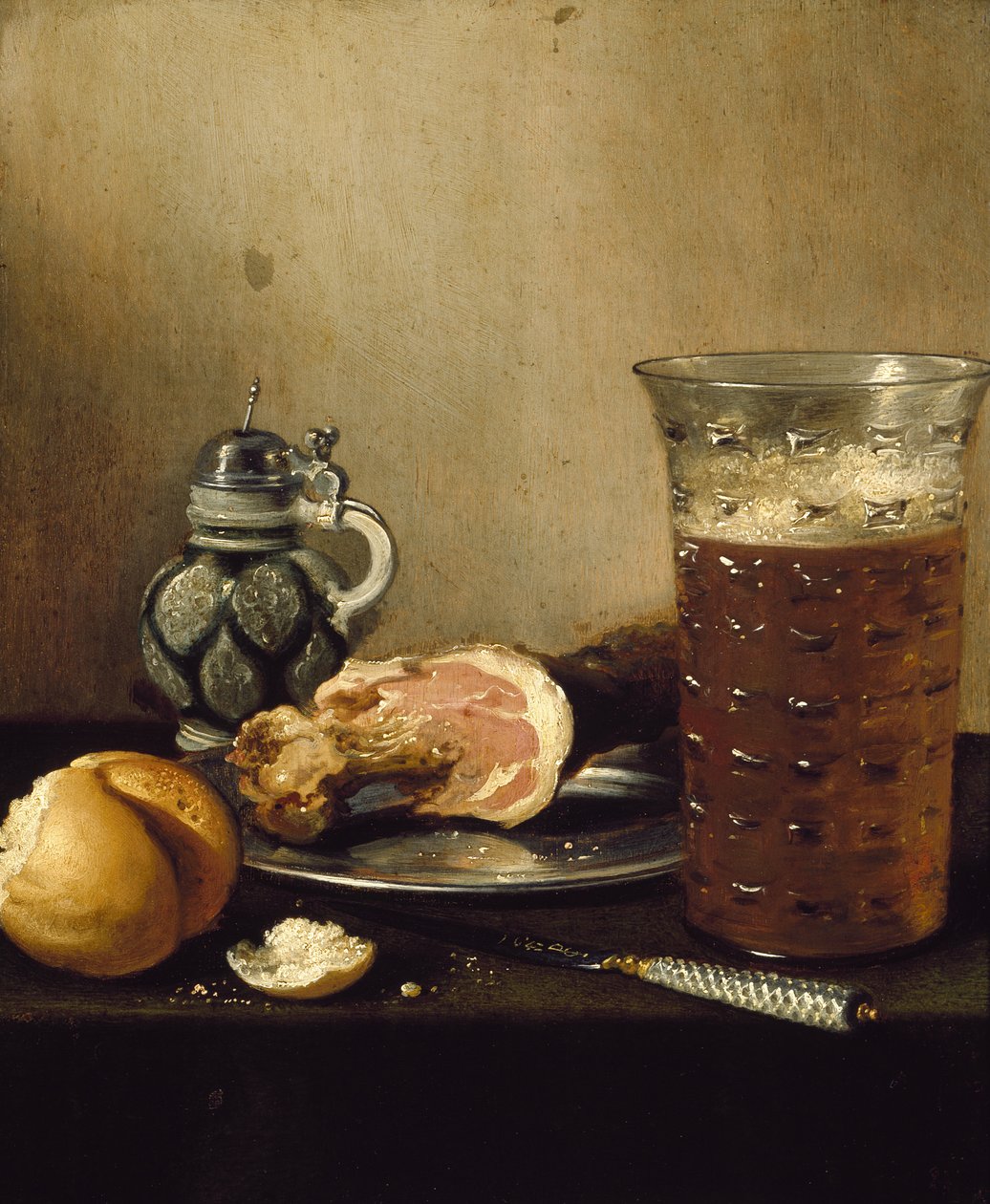Csendélet sonkával, 17. század alkotó: Pieter Claesz