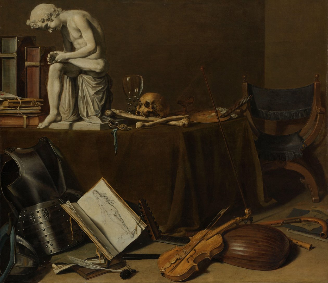 Vanitas csendélet a spinárióval alkotó: Pieter Claesz