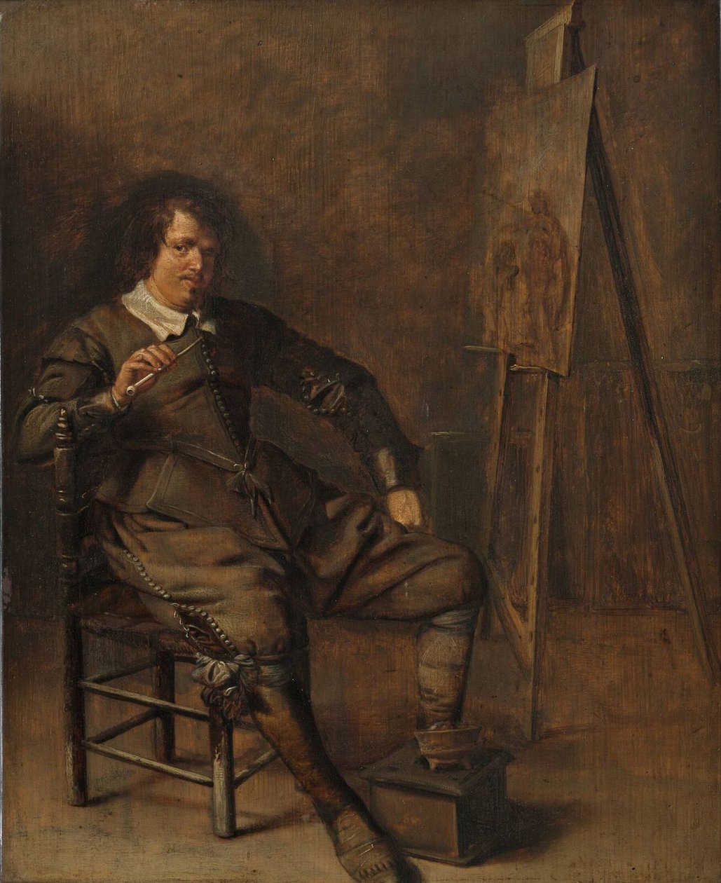 Egy festő portréja a festőállványa előtt, 1630 körül alkotó: Pieter Codde