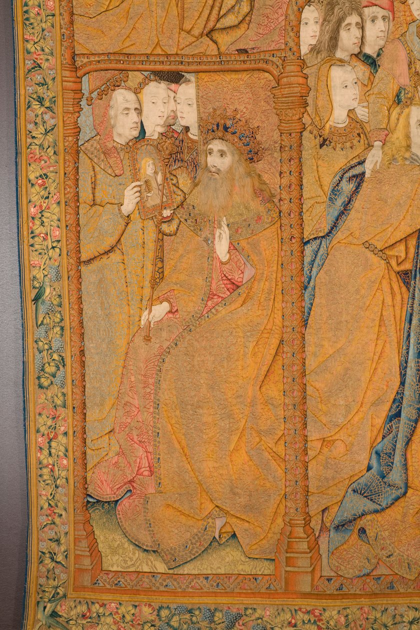 Flamand kárpit. Angyali Üdvözlet. Részlet, 1502-04 körül (arany, ezüst, selyem és gyapjú) alkotó: Pieter Coecke van Aelst