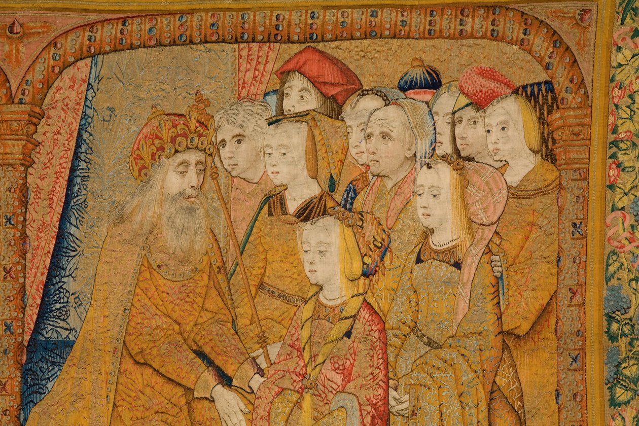 Flamand kárpit. Angyali Üdvözlet. Részlet, 1502-04 körül (arany, ezüst, selyem és gyapjú) alkotó: Pieter Coecke van Aelst