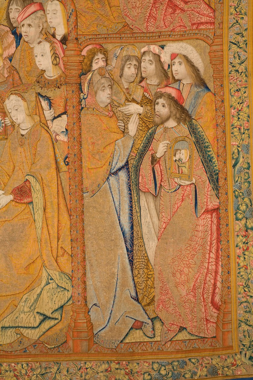 Flamand kárpit. Angyali Üdvözlet. Részlet, 1502-04 körül (arany, ezüst, selyem és gyapjú) alkotó: Pieter Coecke van Aelst