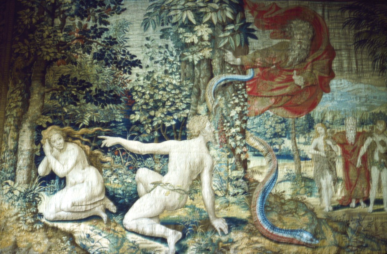 Firenze. Ádám és Éva a bűnbeesés után, Brüsszeli kárpit, 1548, XX. század alkotó: Pieter Coecke van Aelst